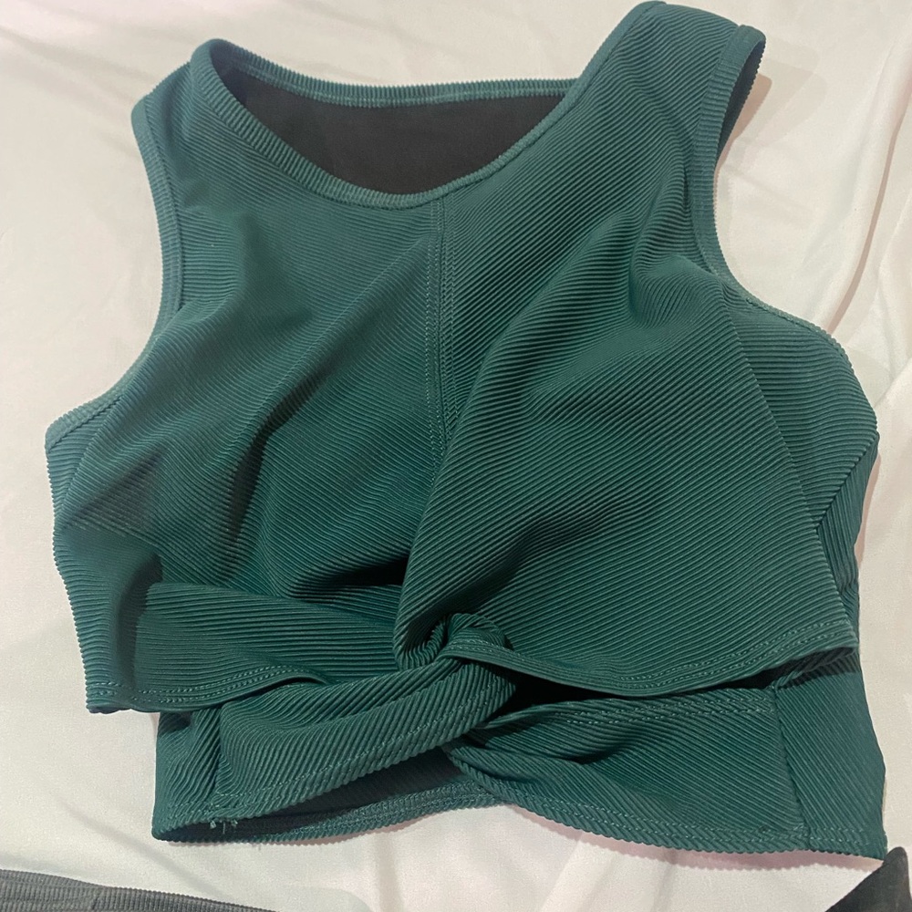 Workout set - Ladies crop top workout shirt, pants, shorts, and hat